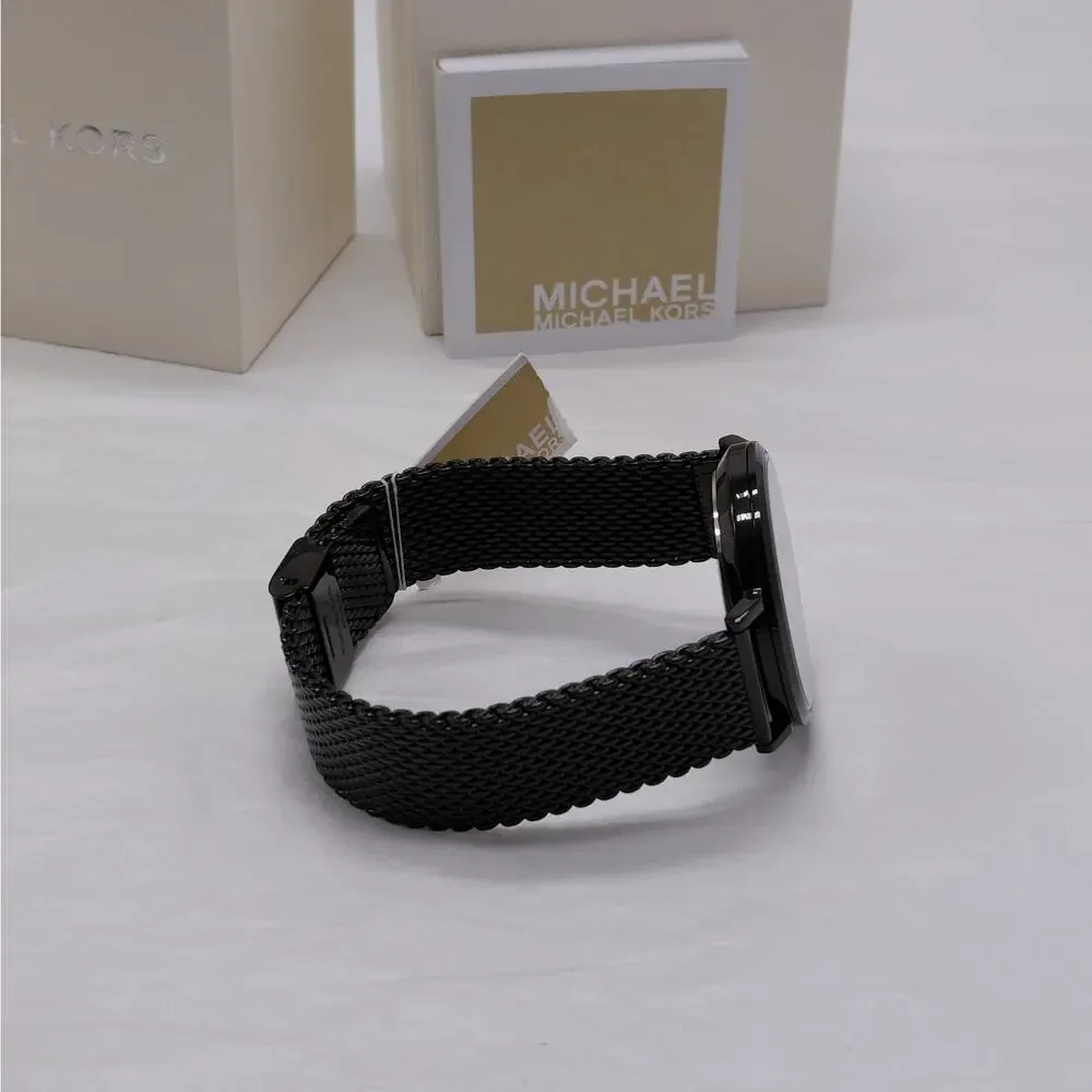 $225 NWT Michael Kors Mens Auden Watch Black Mesh Gift Stainless Steel 42mm